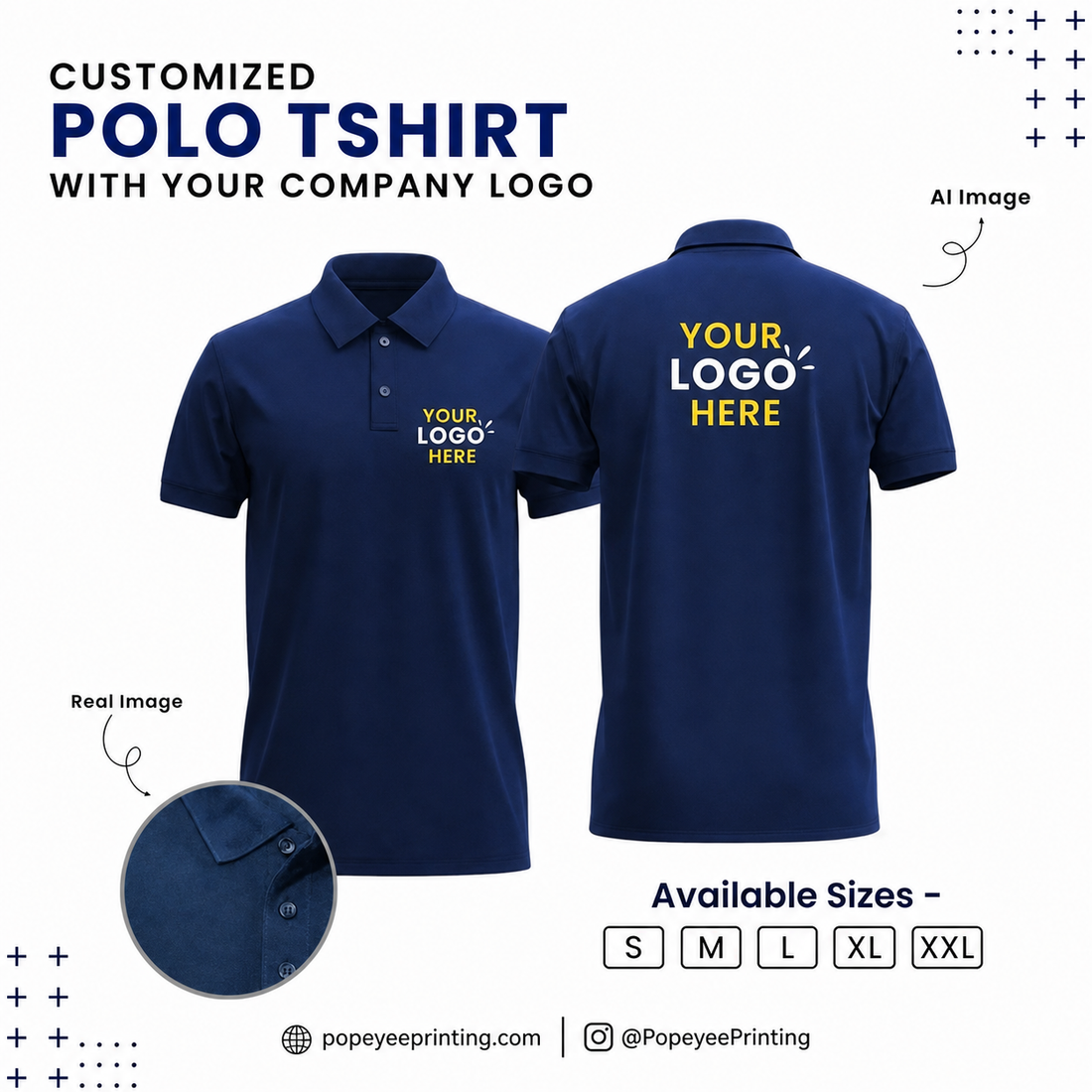 Customized 100% Micro Polyester Polo T-Shirt With Your Company Logo | Order Logo Printed Tees | Popeyeeprinting.com